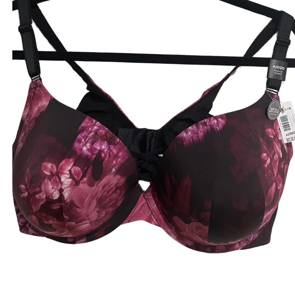 Torrid Curve 42DDD Push Up 360 Back Smoothing Purple Floral Bra NWT